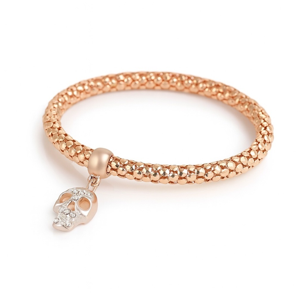 Rose Gold Bracelet with Skull Charm